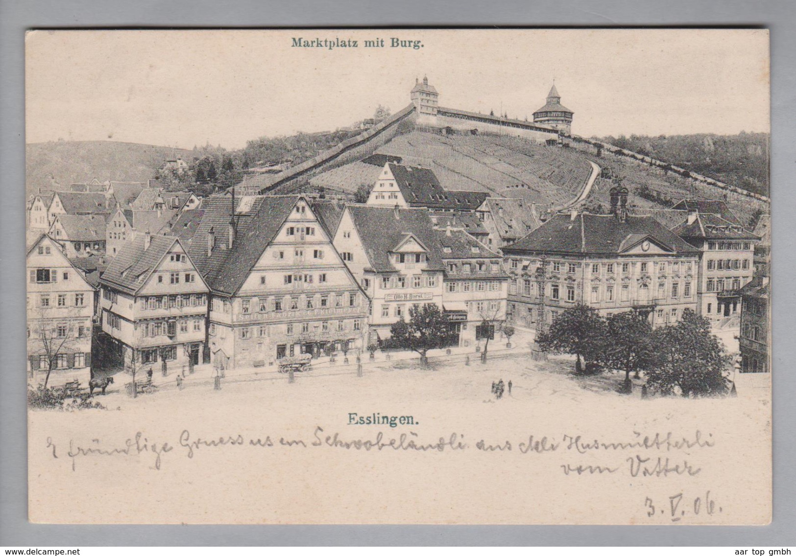 AK DE BW Esslingen 1906-05-03 Marktplatz Burg Foto K. Liebhardt - Esslingen