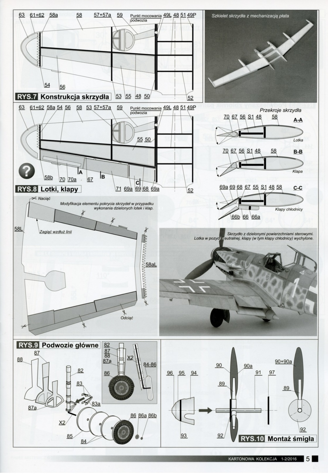 German WWII Fighter Messerschmitt Me 109G-6 - Paper Card Model Scale 1/33 # Kartonowa Kolekcja No 26 - Paper Models / Lasercut