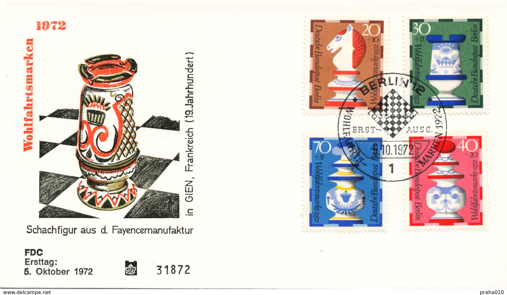 L2647 - Berlin (1972) Berlin 12 (FDC) Chess - Scacchi