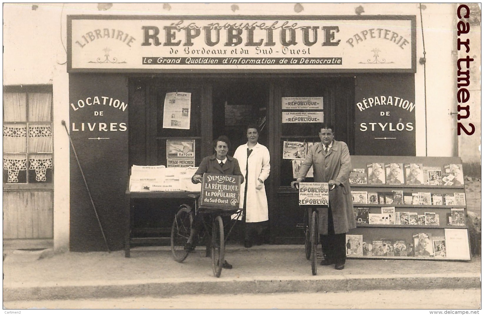 CARTE PHOTO BORDEAUX OU ENVIRONS DEVANTURE " LA NOUVELLE REPUBLIQUE " PRESSE POLITIQUE JOURNAUX LIVREUR PAPETERIE - Bordeaux