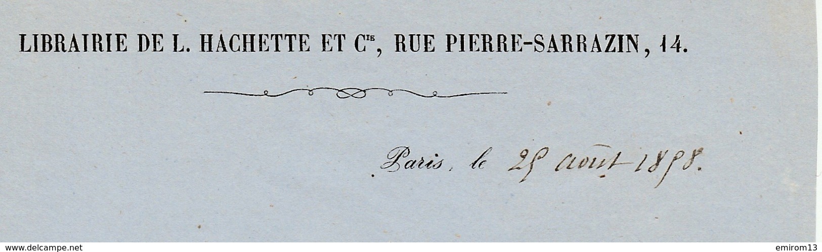 Louis Hachette Lettre Envoyée Au Maire De Saint Quentin En 1858 Rethel 08 Librairie éditeur Paris Rue Pierre Sarrazin - Other & Unclassified