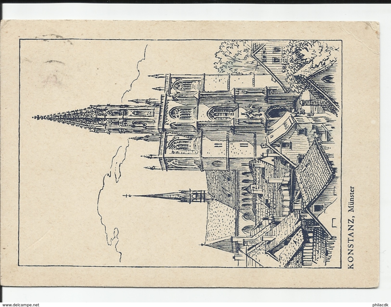 ALLEMAGNE - CARTE POSTALE CATHEDRALE NOTRE DAME DE CONSTANCE A MUNSTER AVEC CAD POSTE AUX ARMEES - Muenster