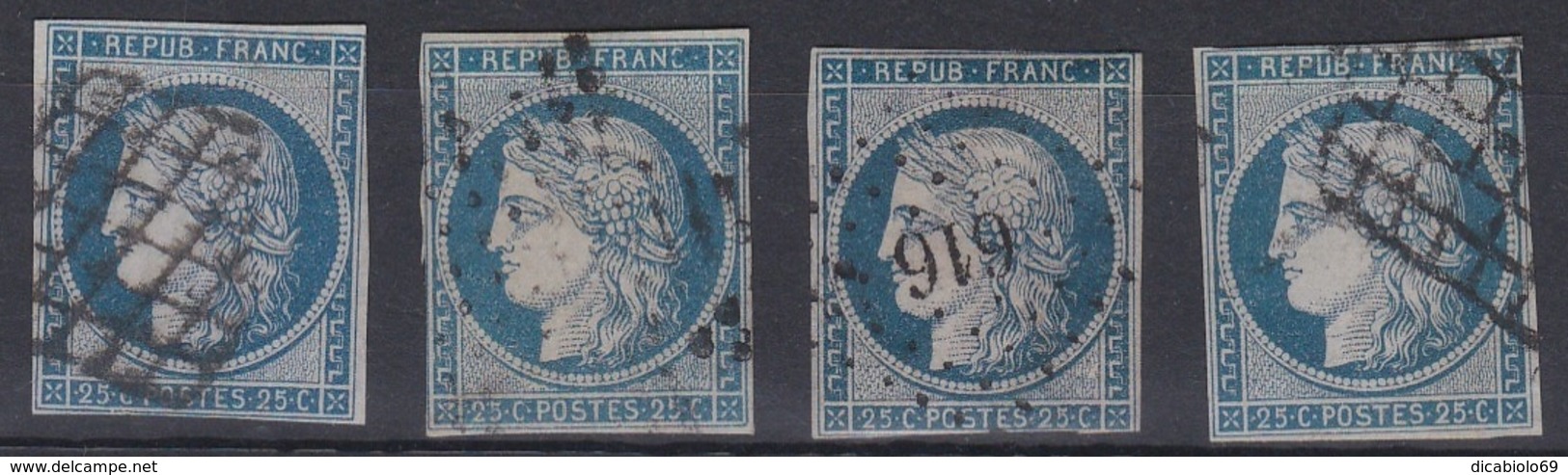 France 1849/1850 - Cérès N°4(o) - Lot De 4 Timbres - 1849-1850 Ceres