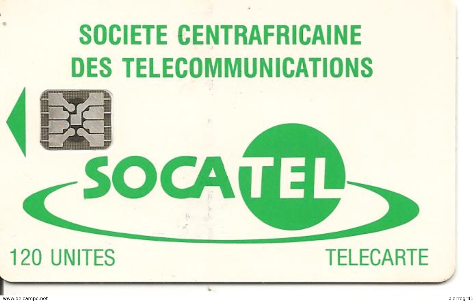 CARTE-PUCE-CENTRE AFRIQUE-120U-SC4-SOCATEL-VERT-N°Ge 43771-UTILISE-TBE - Centraal-Afrikaanse Republiek