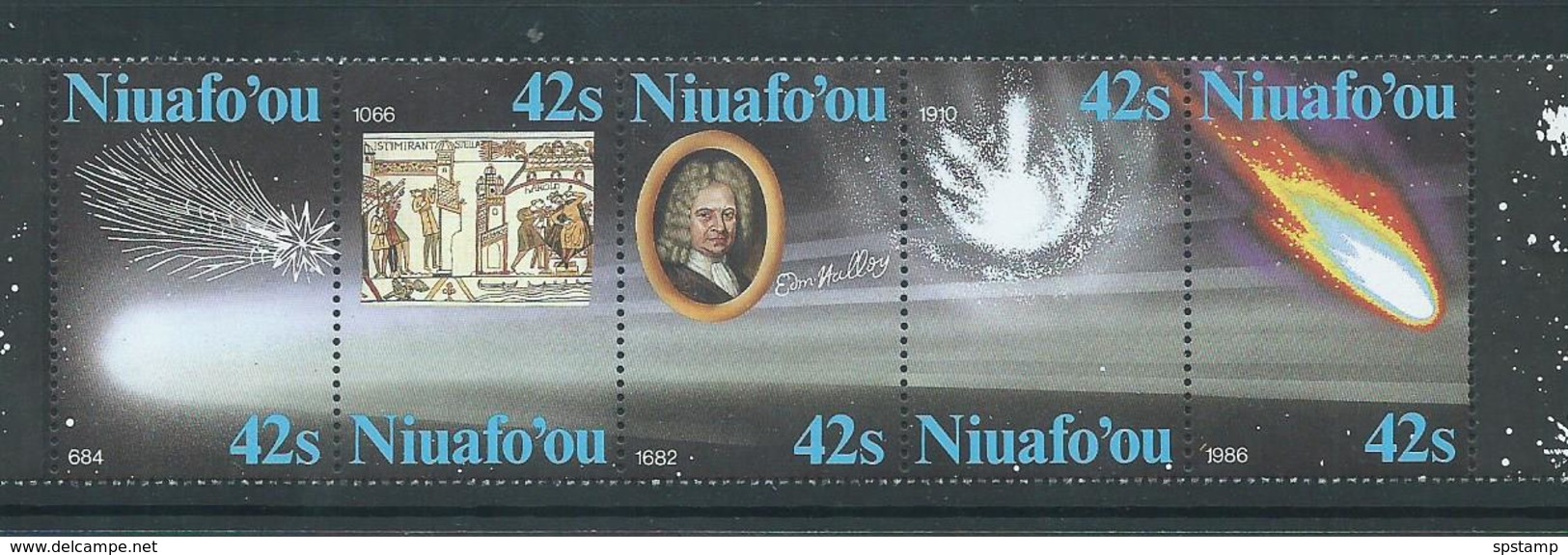 Tonga Niuafo'ou 1986 Halley's Comet 42s Strip Of 5 MNH - Tonga (1970-...)