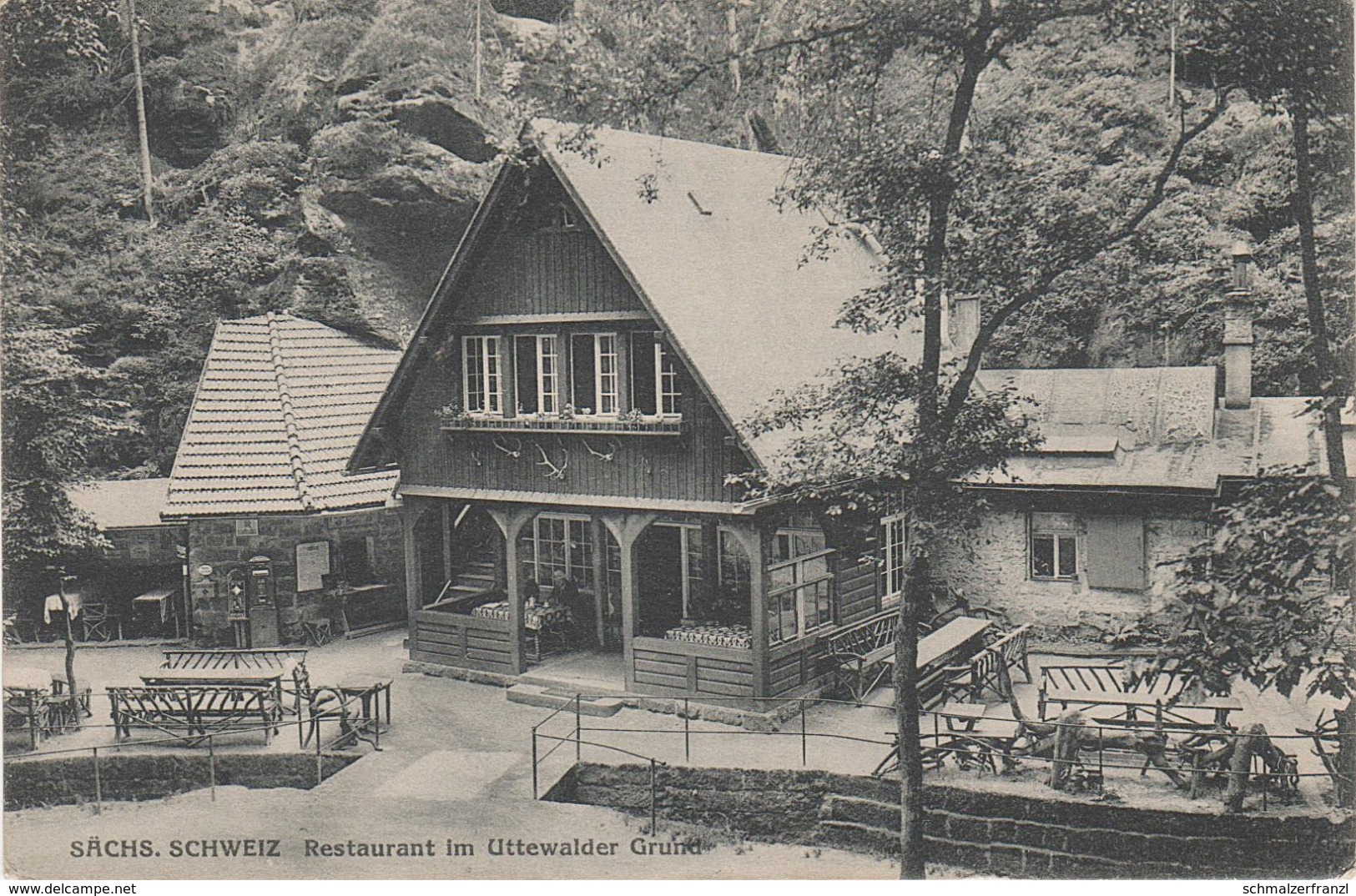 AK Sächsische Schweiz Uttewalder Grund Restaurant Gasthof Waldidylle Bei Wehlen Uttewalde Rathewalde Rathen Pirna Lohmen - Wehlen