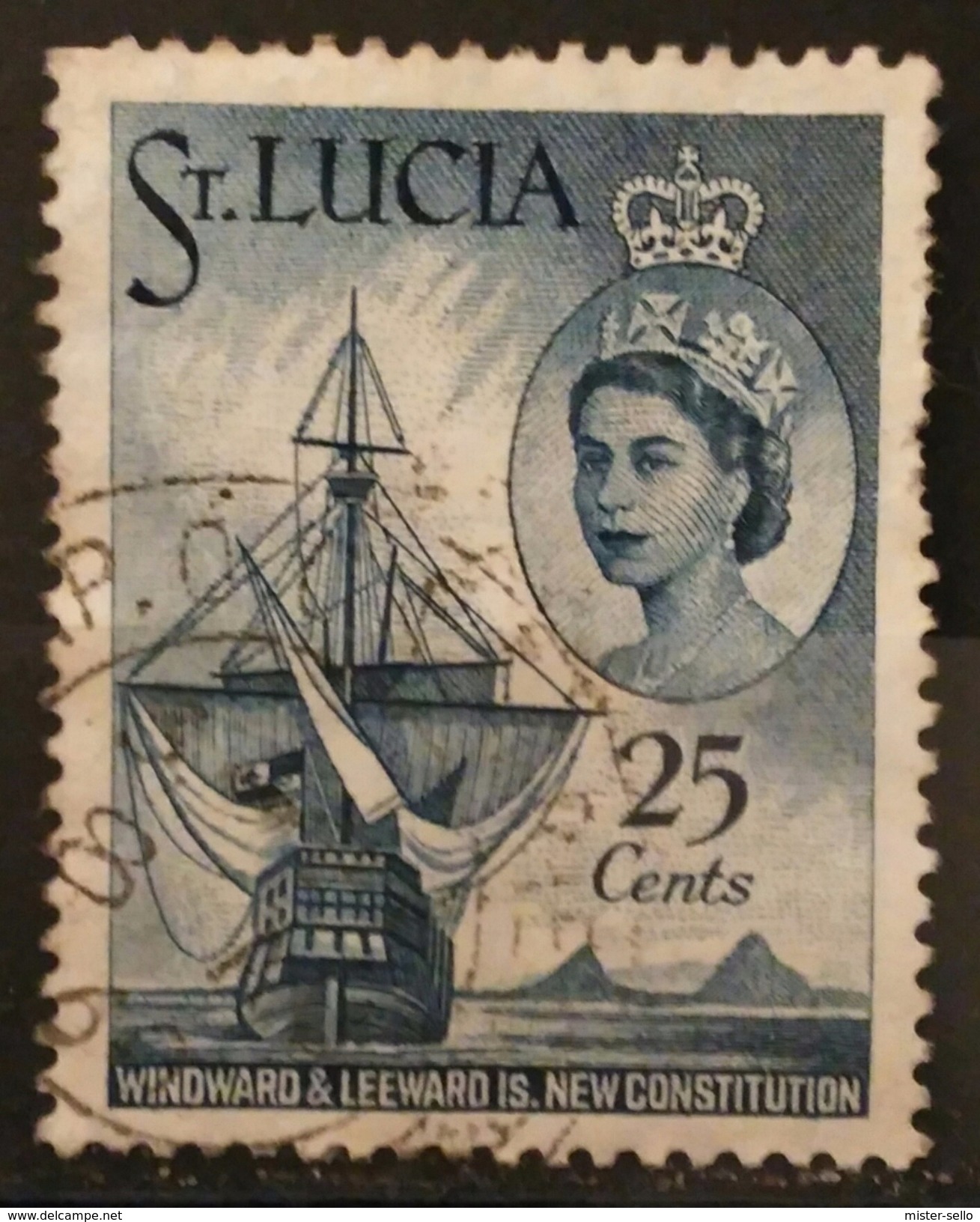 SANTA LUCÍA 1960 New Constitution For The Windward And Leeward Islands. USADO - USED. - Ste Lucie (...-1978)