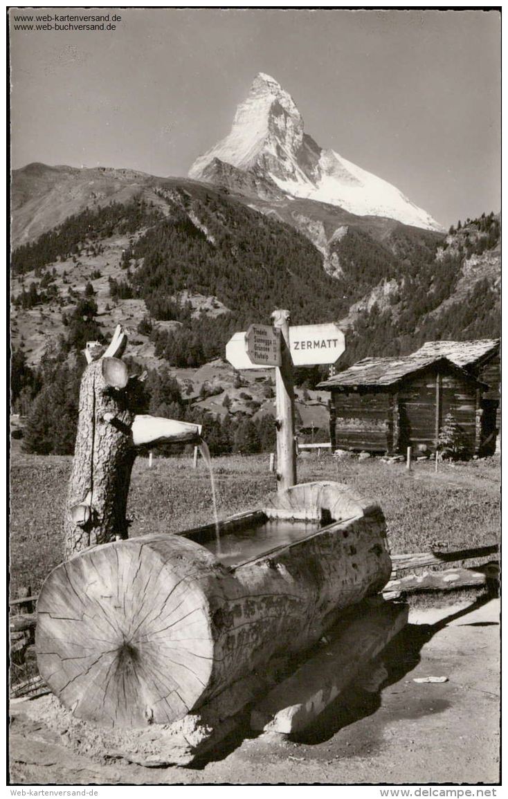 Zermatt. Brunnen In Winkelmatten Mit Matterhorn - Matten Bei Interlaken