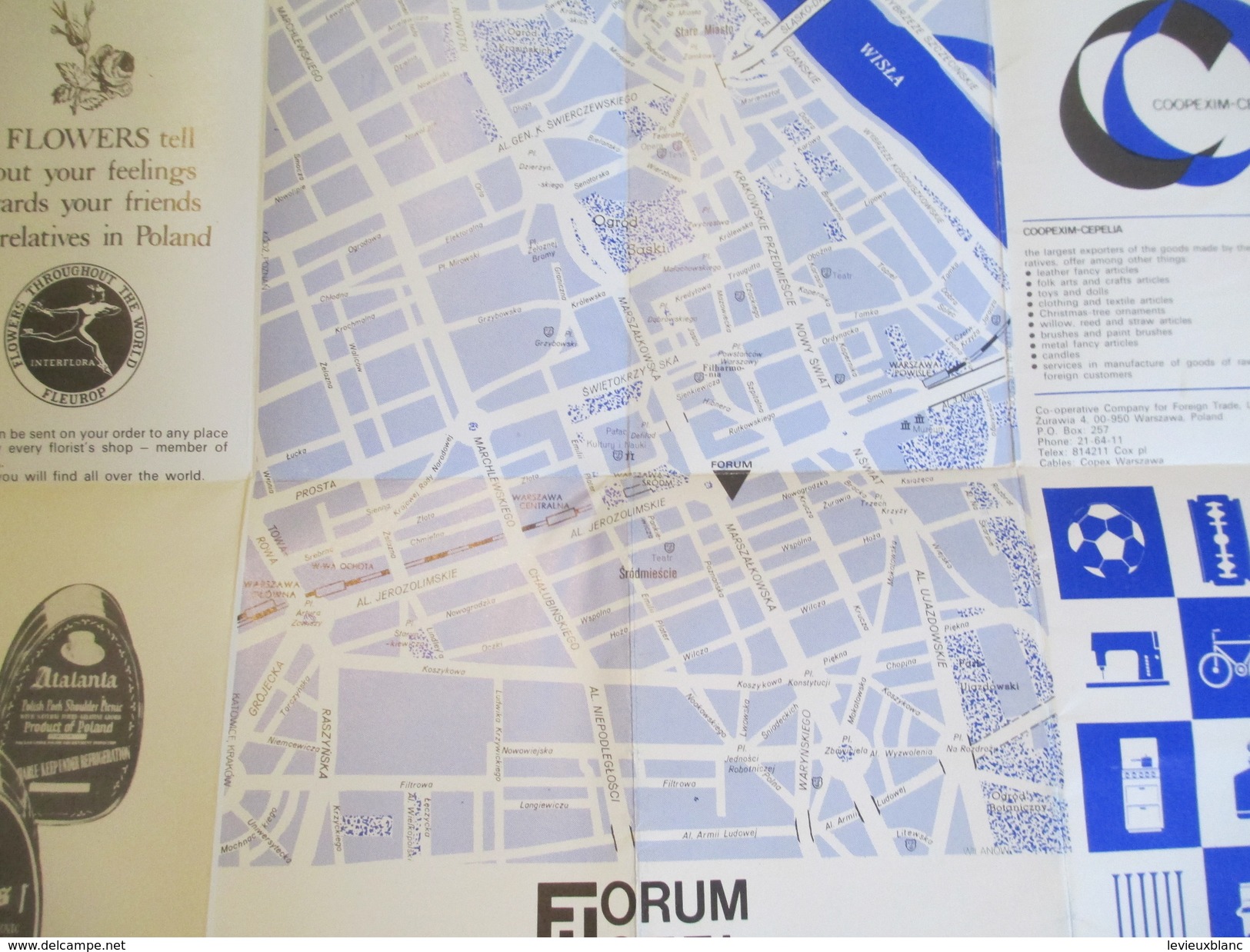 Plan De Ville / Forum Hôtel/Intercontinental/ Pologne/ VARSOVIE/ WARSZAWA/Dépliant Publicitaire/ Vers 1970     PGC129 - Other & Unclassified