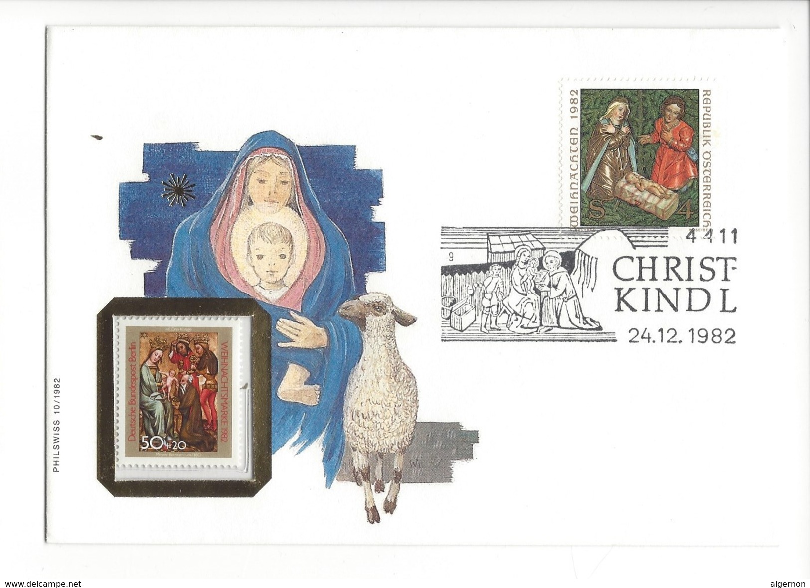 15977 - Christkindl Cover 24.12.1982 Philswiss 10/1982 Vierge Enfant Jésus Crèche - Noël