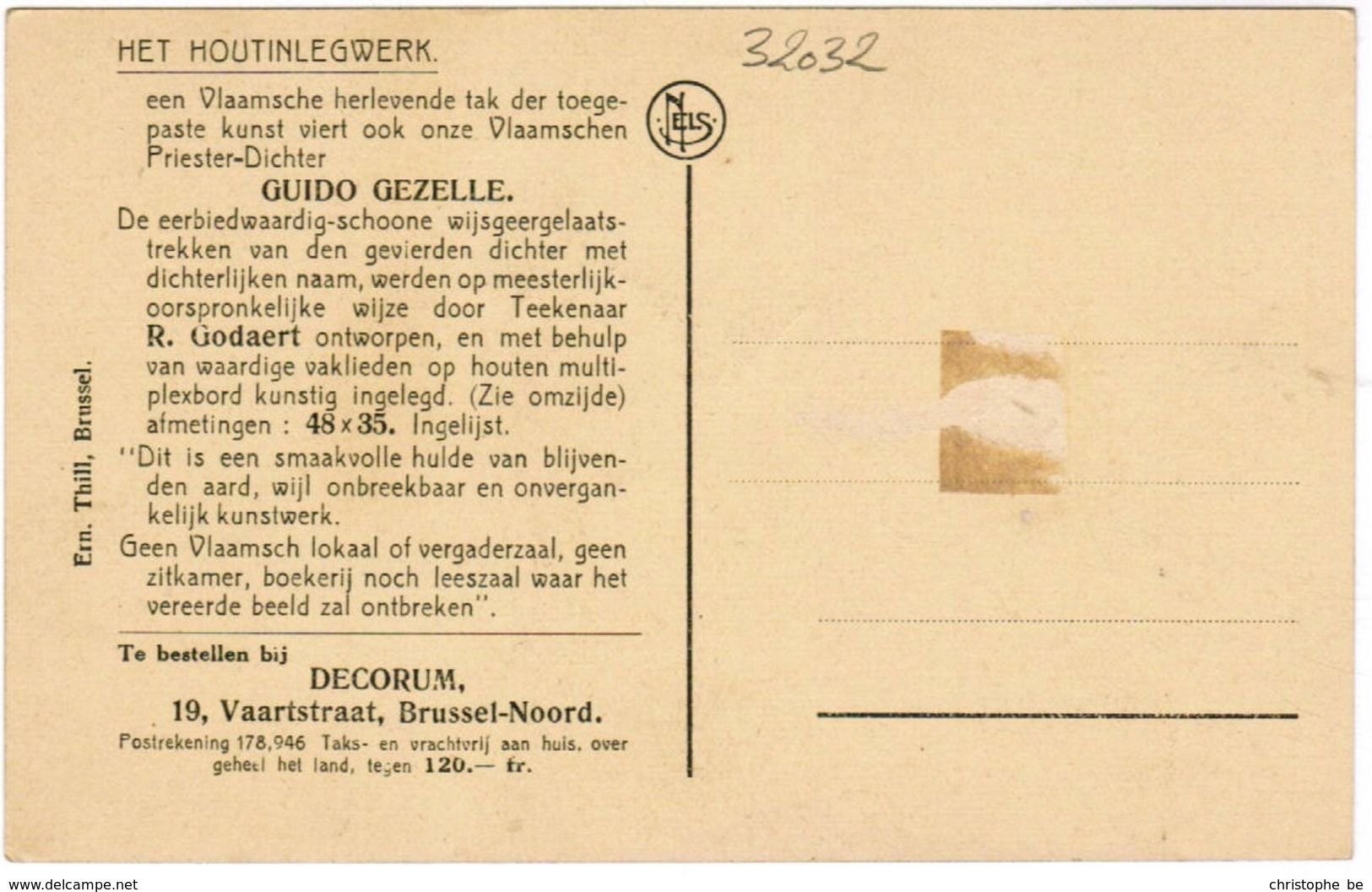 Guido Gezelle, Het Houtinlegwerk, Decorum, Brussel Noord (pk32032) - Autres & Non Classés