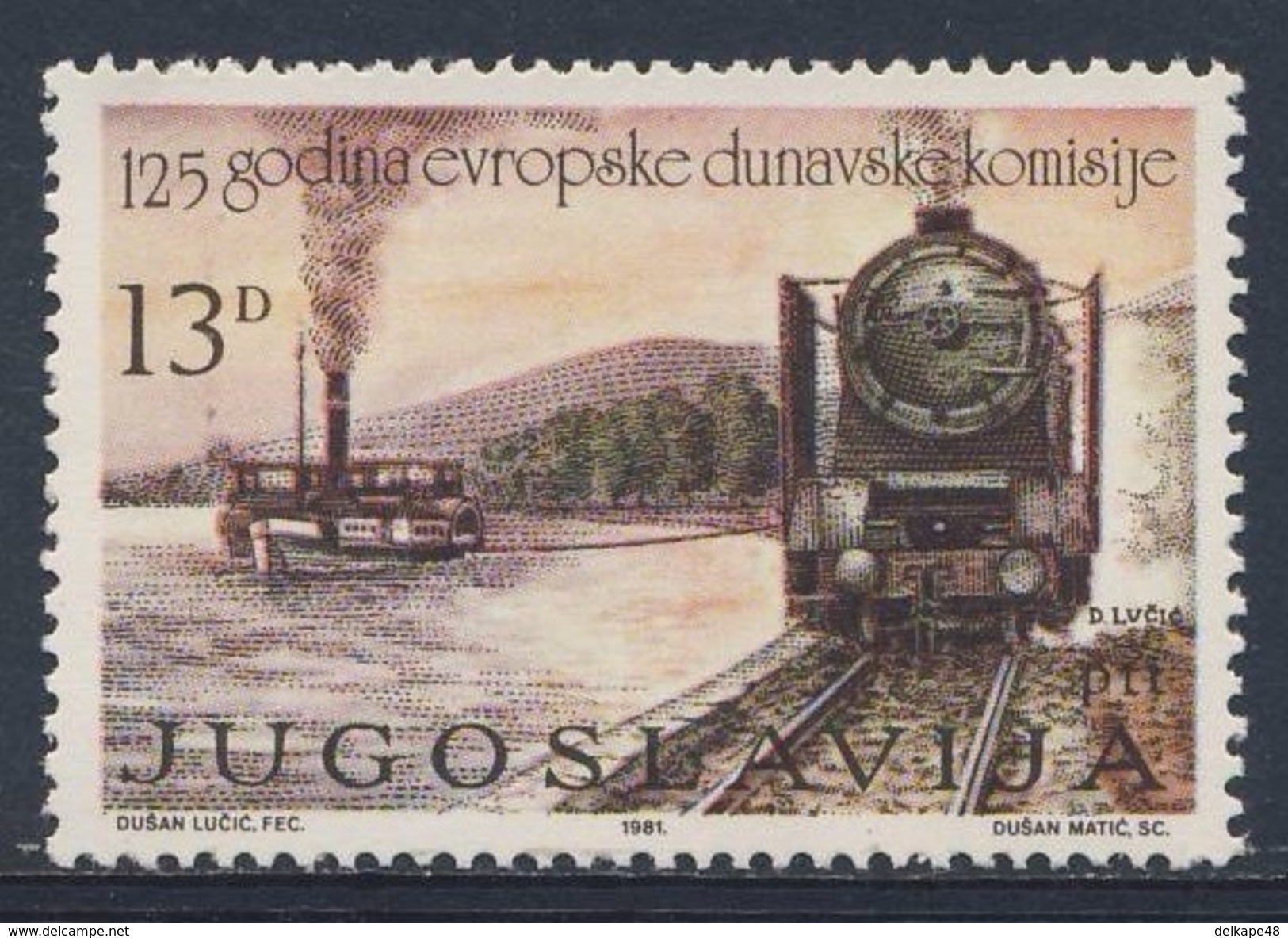 Jugoslavija Yugoslavia 1981 Mi 1904 YT 1790 ** Paddle-steamer Towed By Steam Railway Locomotive / Schiff-Schleppdienst - Ongebruikt