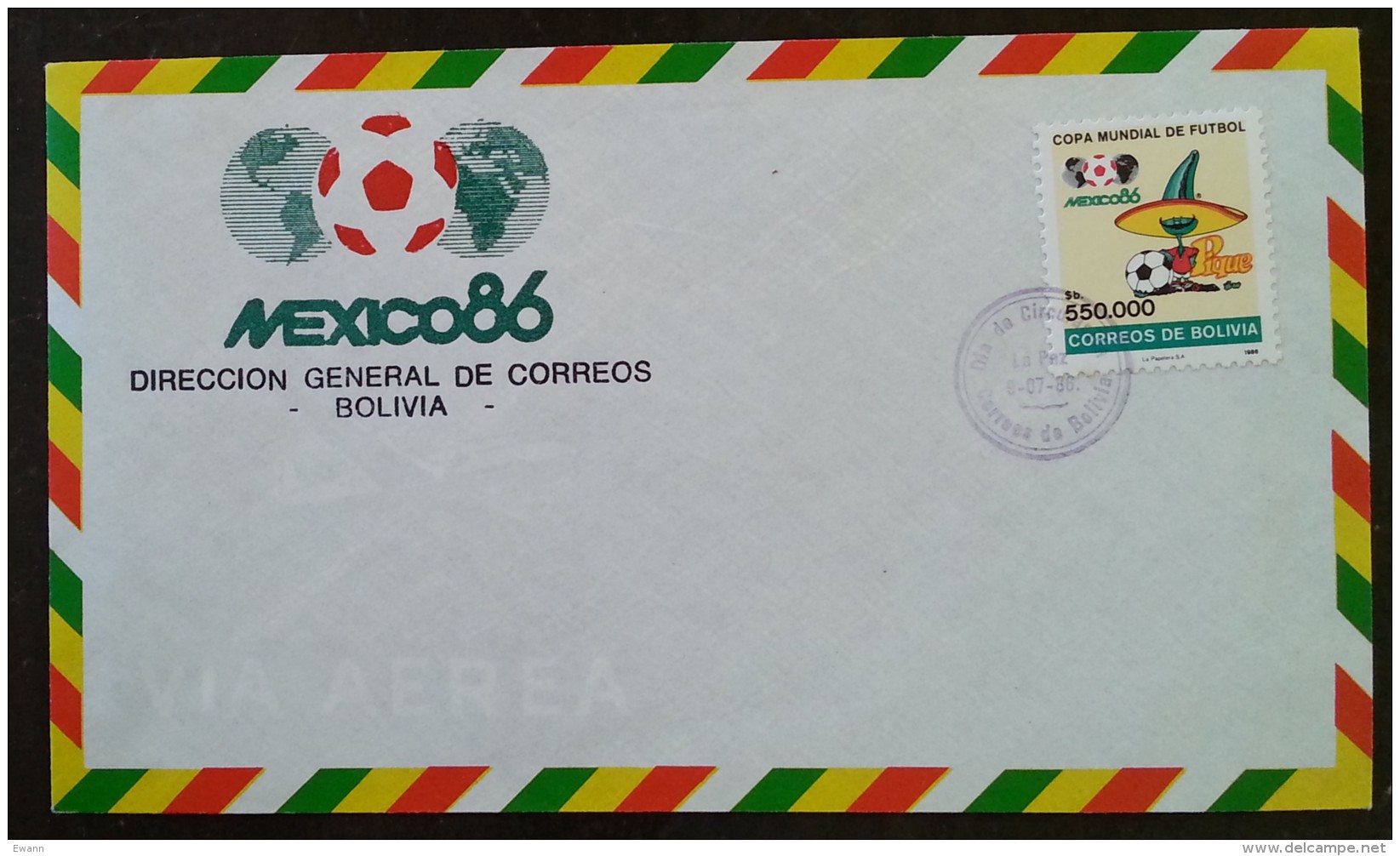 BOLIVIE - FDC 1986 - YT N°668 - COUPE DU MONDE DE FOOTBALL / MEXICO 86 - Bolivien