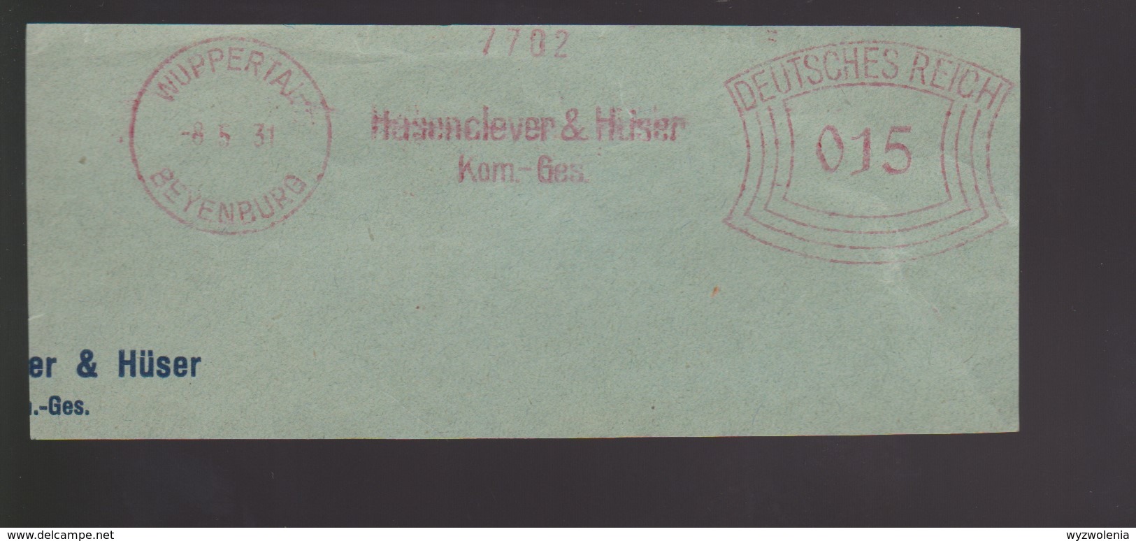 B 396) WUPPERTAL-BEYENBURG 1931 AFSt Hasenclever & Hüser Kom.-Ges.  (Eisengarn-Fabrik, Baumwoll-Garn) - Textil