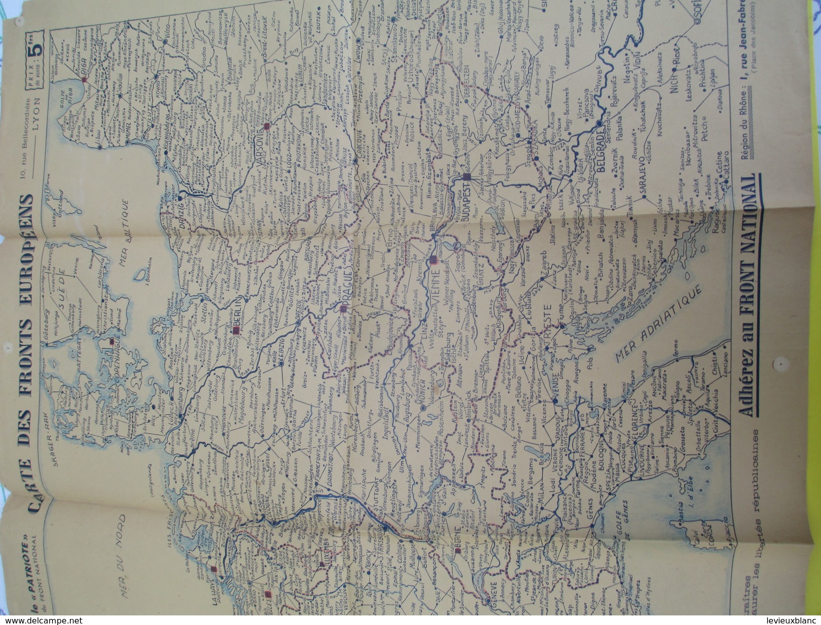 Militaire/Carte Des Fronts Européens/ Le "Patriote"/Quotidien Lyonnais Du Front National/LYON/1942-1943        PGC120 - Autres & Non Classés