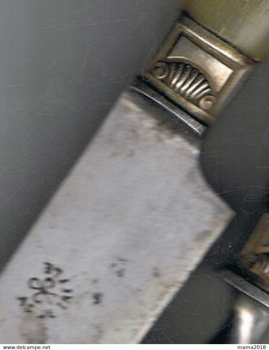 Service Ancien  à Découper La Viande   Couteau 32 Cm Lame  19 Cm   Fourchette Acier Forgé  26.5 Cm - Knives