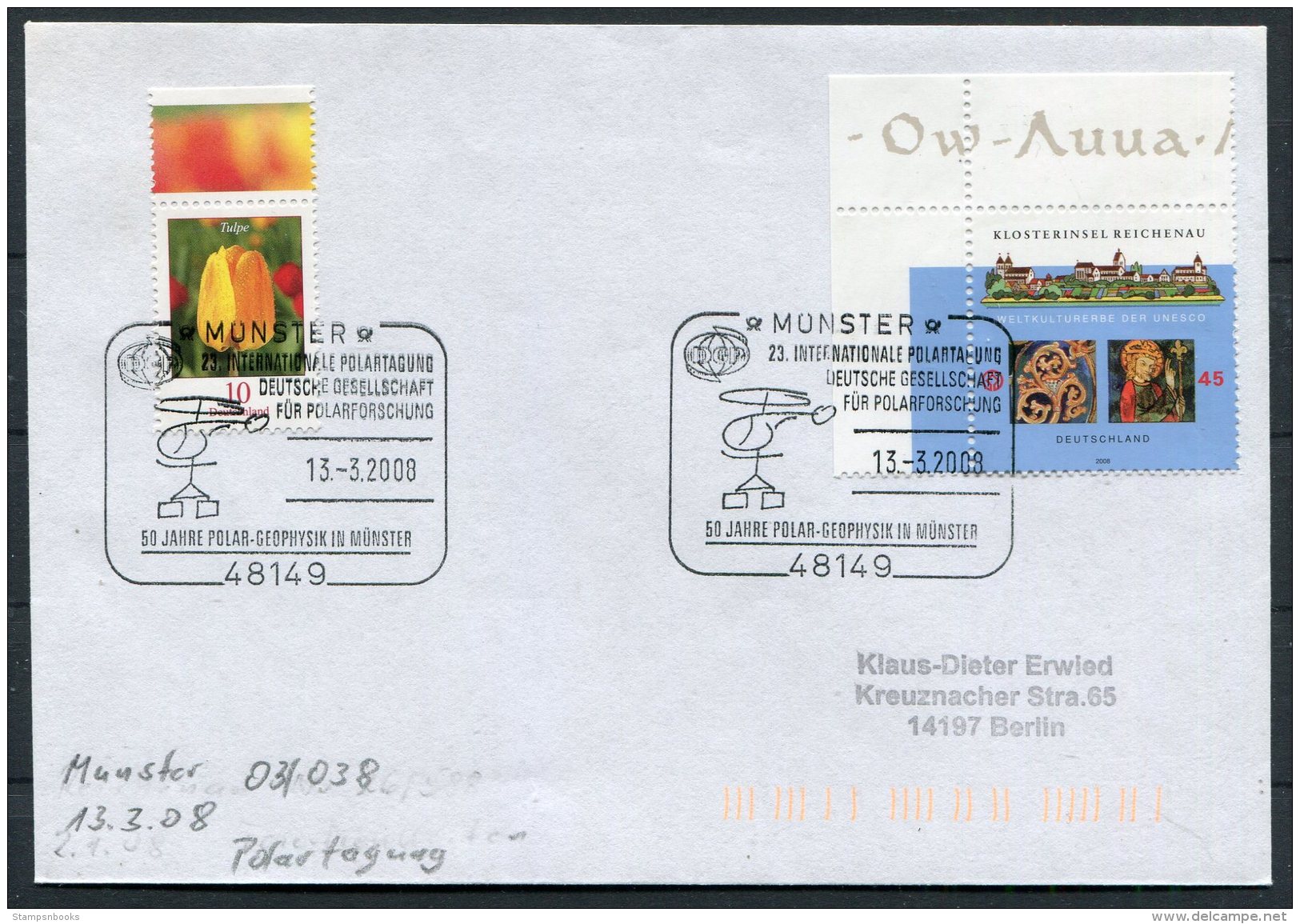 2008 Germany Munster Polar Geophysik Helicopter Cover - Año Geofísico Internacional