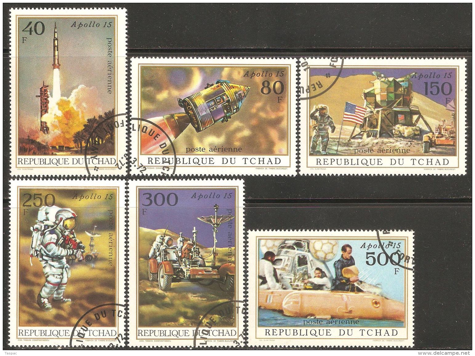 Chad 1972 Mi# 443-448 Used - Apollo 15 Moon Landing / Space - Africa