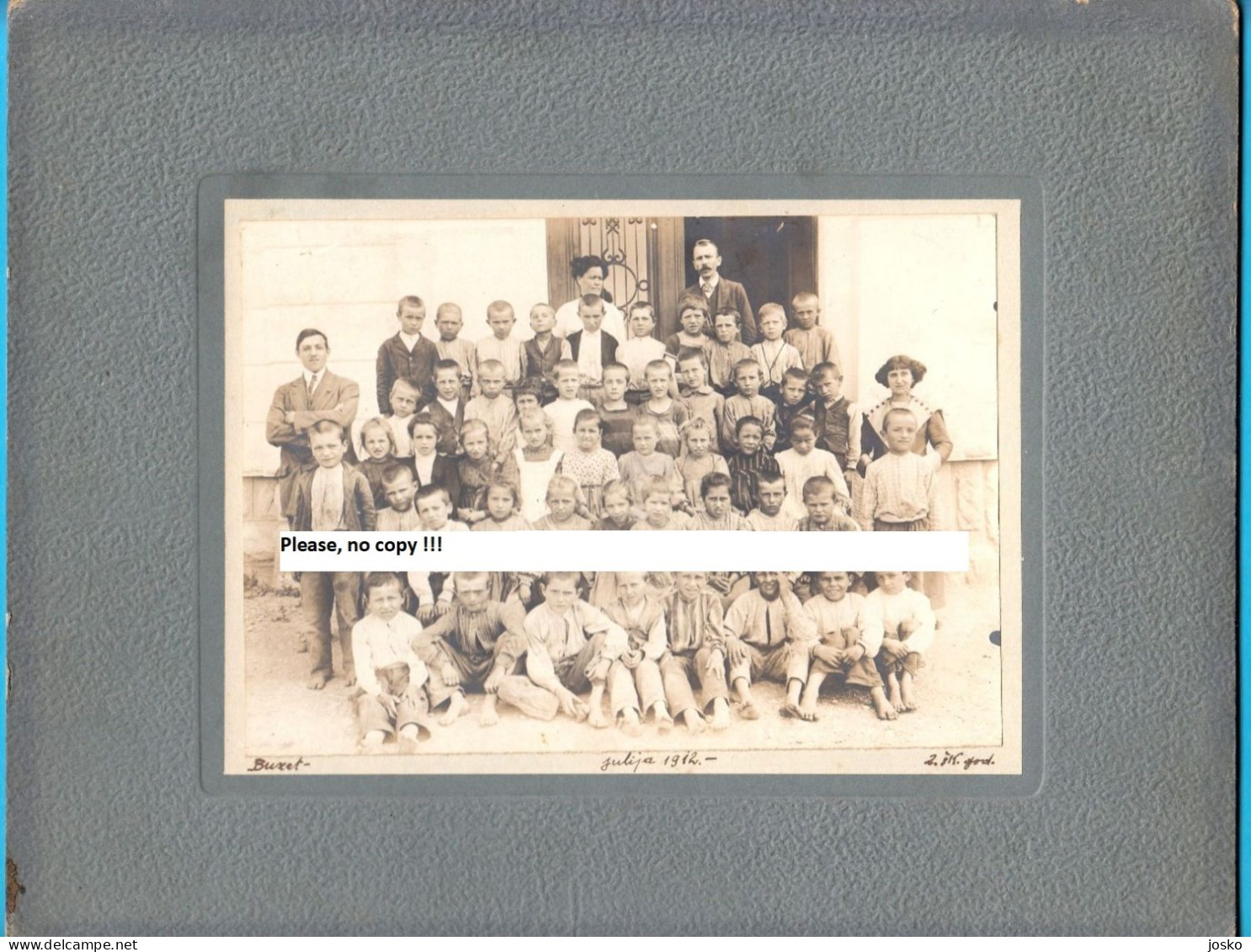 BUZET - PINGUENTE (ISTRIA) Students & Teachers Of Primary School (1912) - Croatia Large Antique Cabinet Photo * Croazia - Anciennes (Av. 1900)