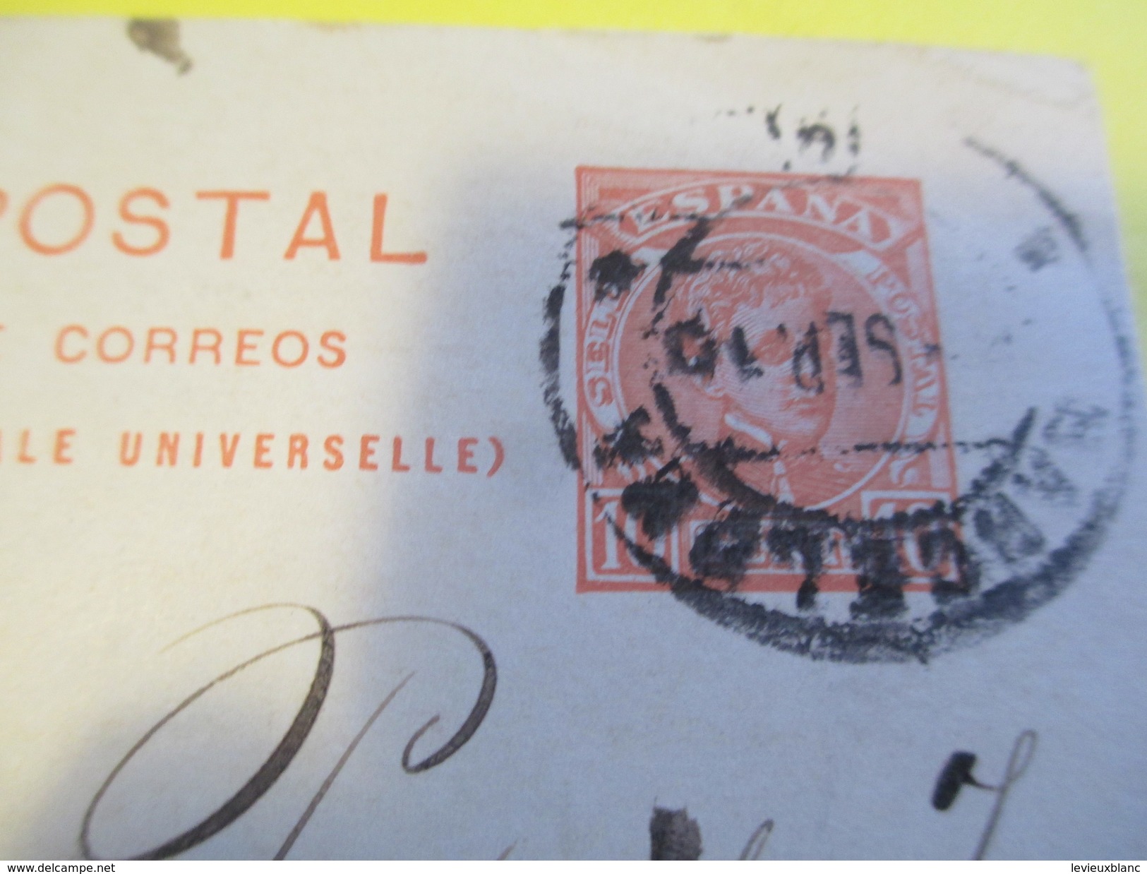 Carte Postale Sans Illustration/Timbre Imprimé/Espana/José Maucci/Barcelone/Lecoeur - Ivry La Bataille/1910    TIMB104 - Other & Unclassified