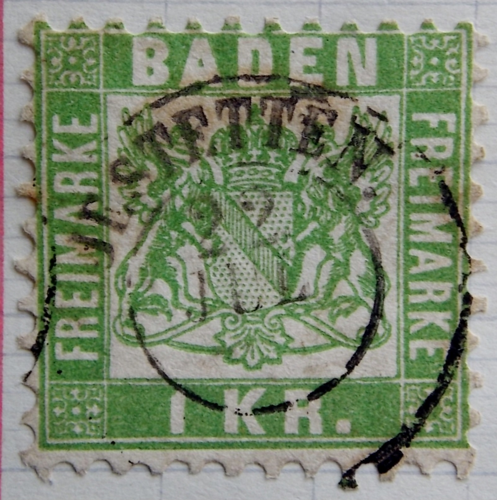 1868 BADE Y&T N° 23 . 1K Vert Jaune . Dentelés 10 - Other & Unclassified