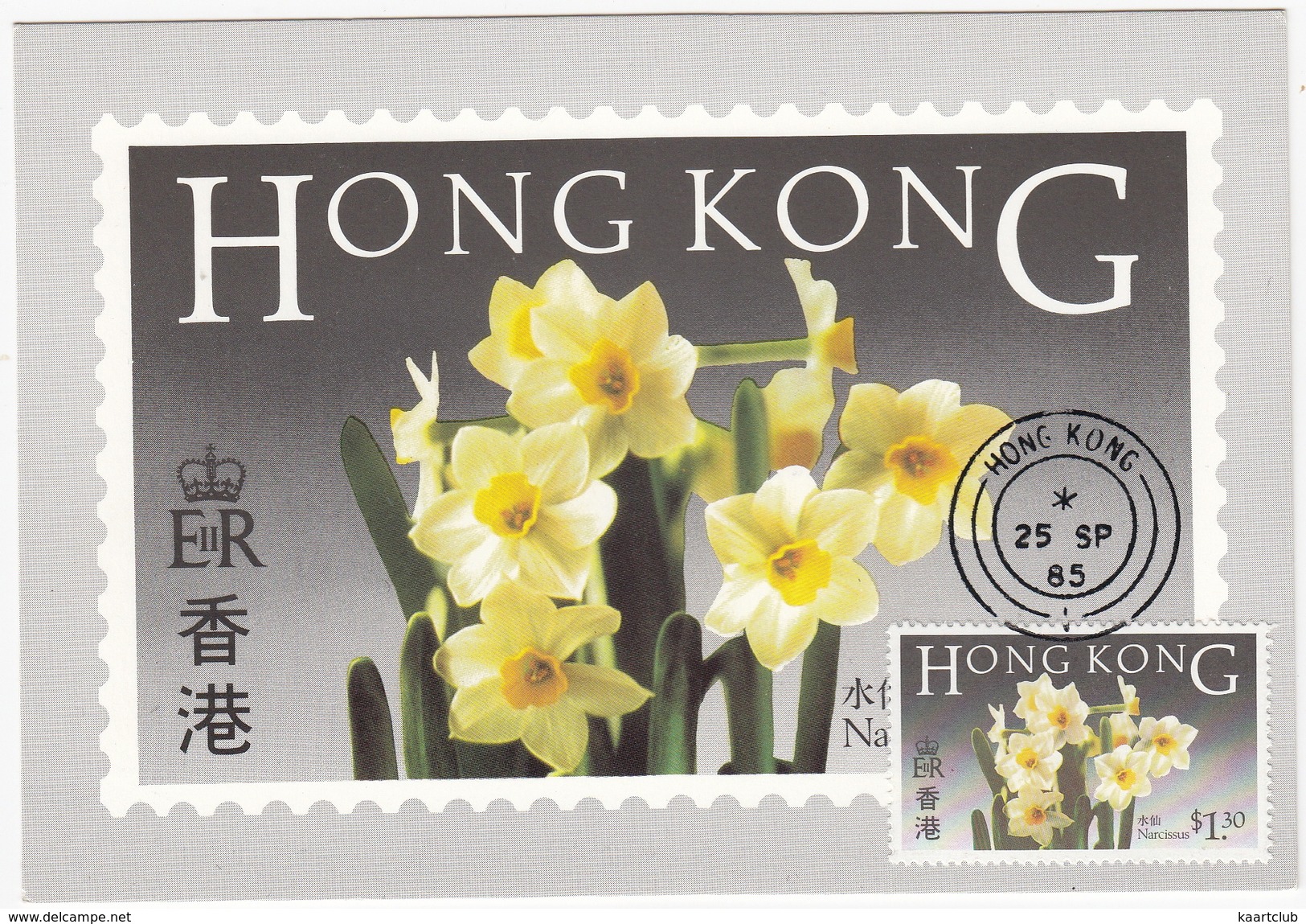 Flowers Of Hong Kong + 'NARCISSUS' $1.30 Stamp - Hong Kong Post Office Postcard Series No.2  - 1985 - China (Hongkong)