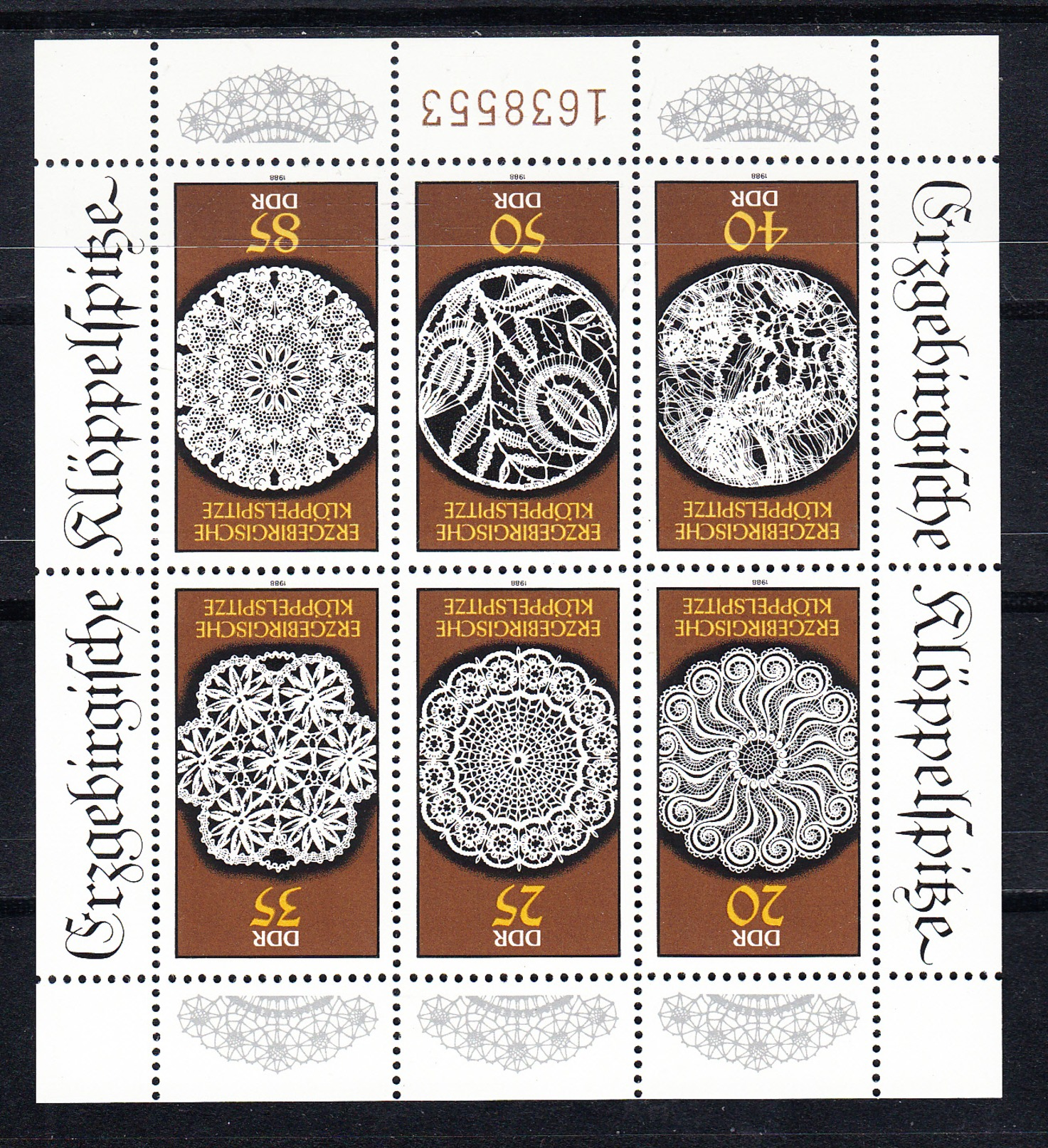 ALEMANIA DDR 1988.YVERT Nº2821/2826.ARTESANIA:ENCAJES DE ERZGEBIRGE . NUEVA SIN CHARNELA   SES427GRANDE - Nuevos