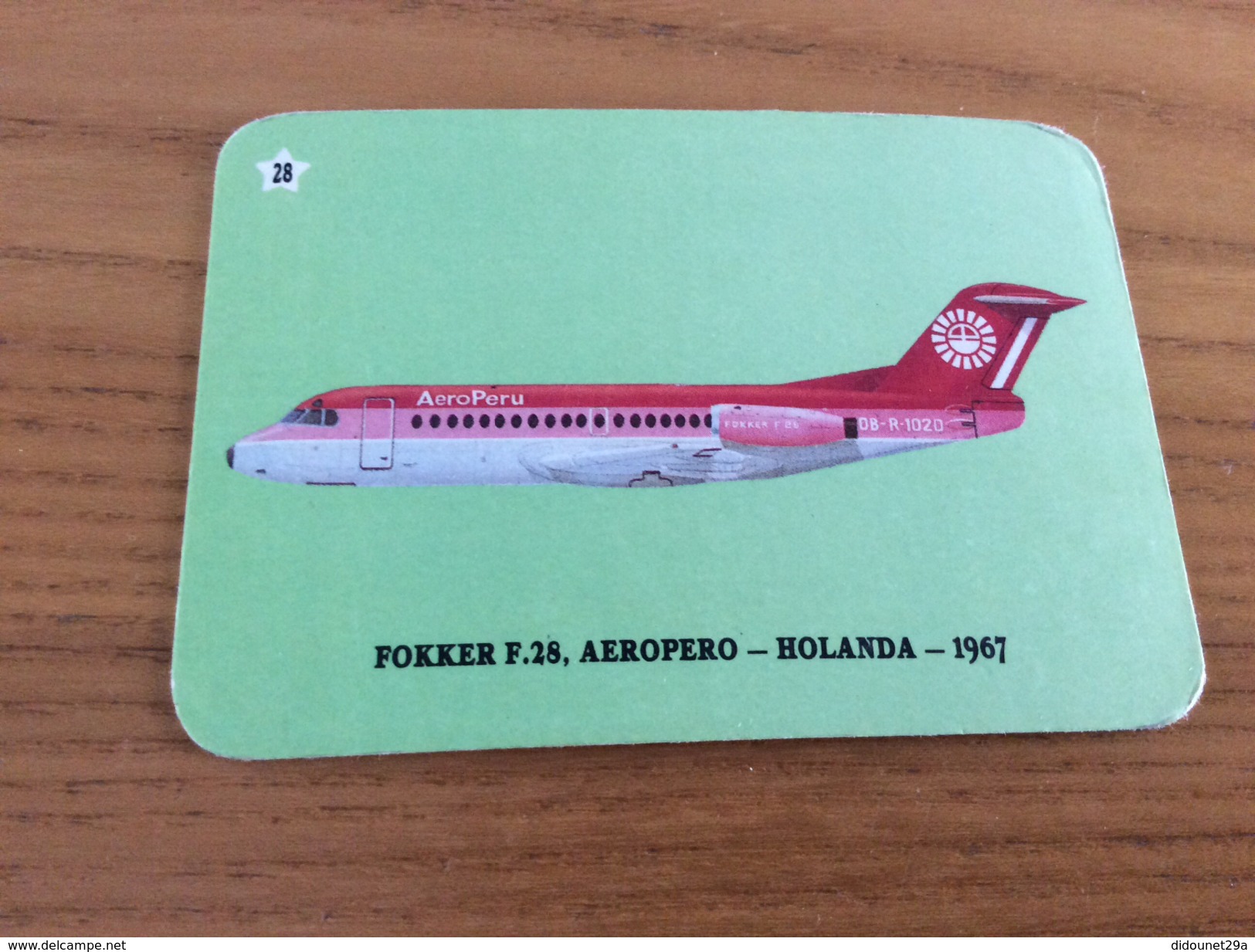 Calendrier 1993 PORTUGAL "Avion N°28, FOKKER F.28, AEROPERO - HOLANDA 1967 / JB MIRANDA - VALONGO" (7x10cm) Chromo - Petit Format : 1991-00