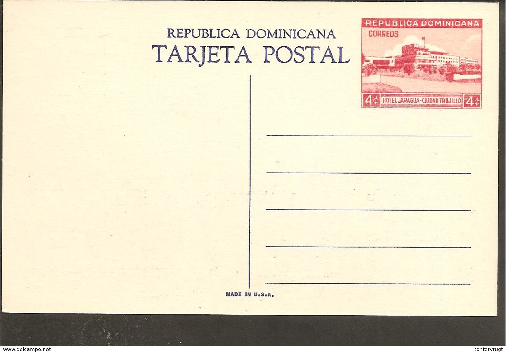 Dominicana.Matadero Industrial ,Ciudad Trujillo.4c  Poststamp Imprint - Dominica