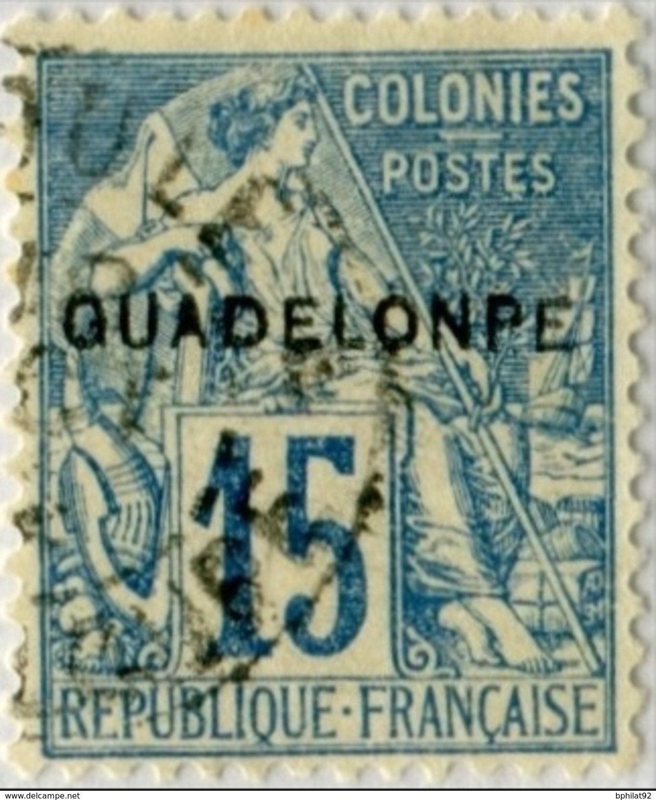 !!! GUADELOUPE : N°19aC VARIETE GUADELONPE OBLITERE. TB - Used Stamps