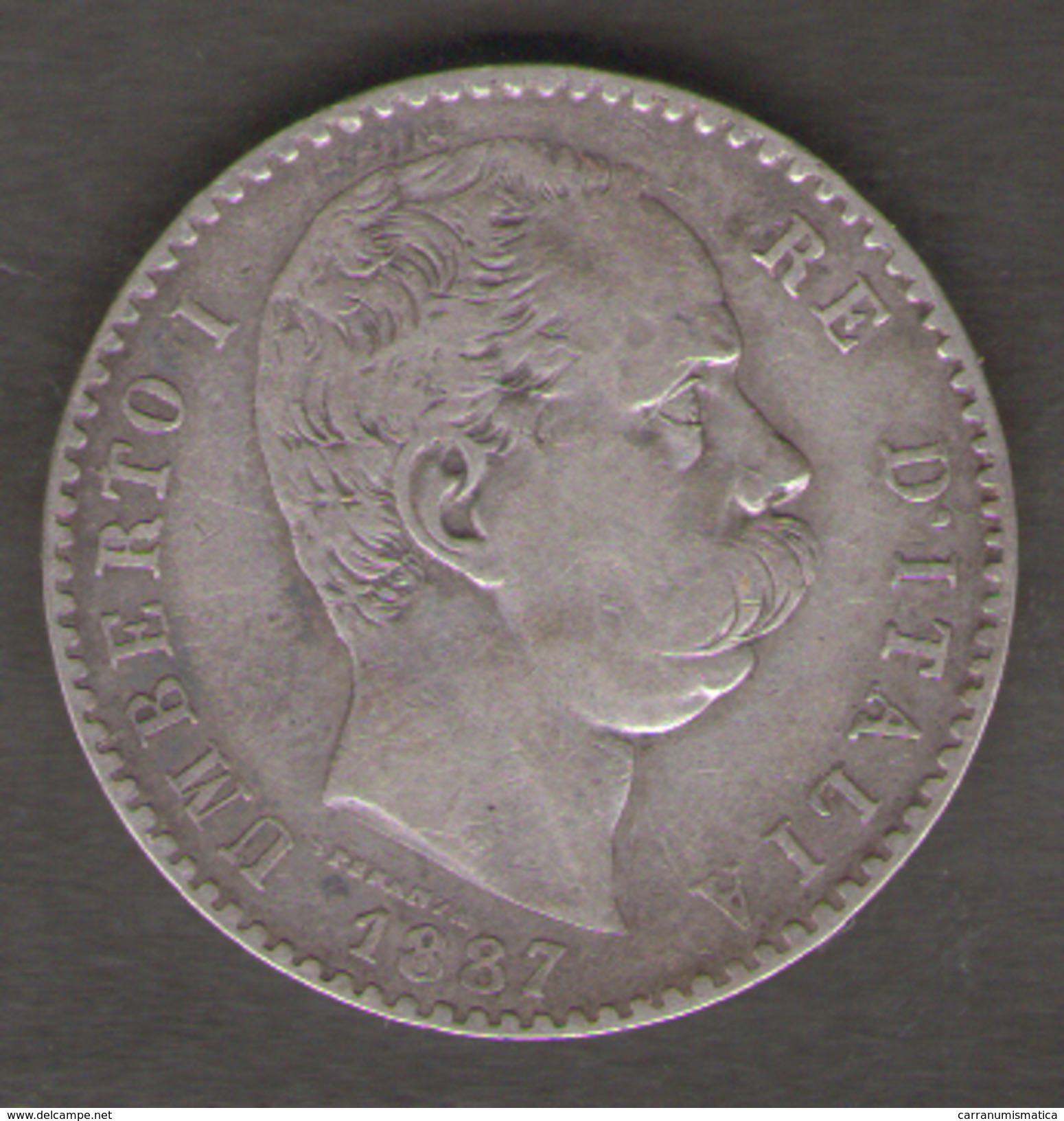 ITALIA 2 LIRE 1887 UMBERTO I AG SILVER - 1878-1900 : Umberto I