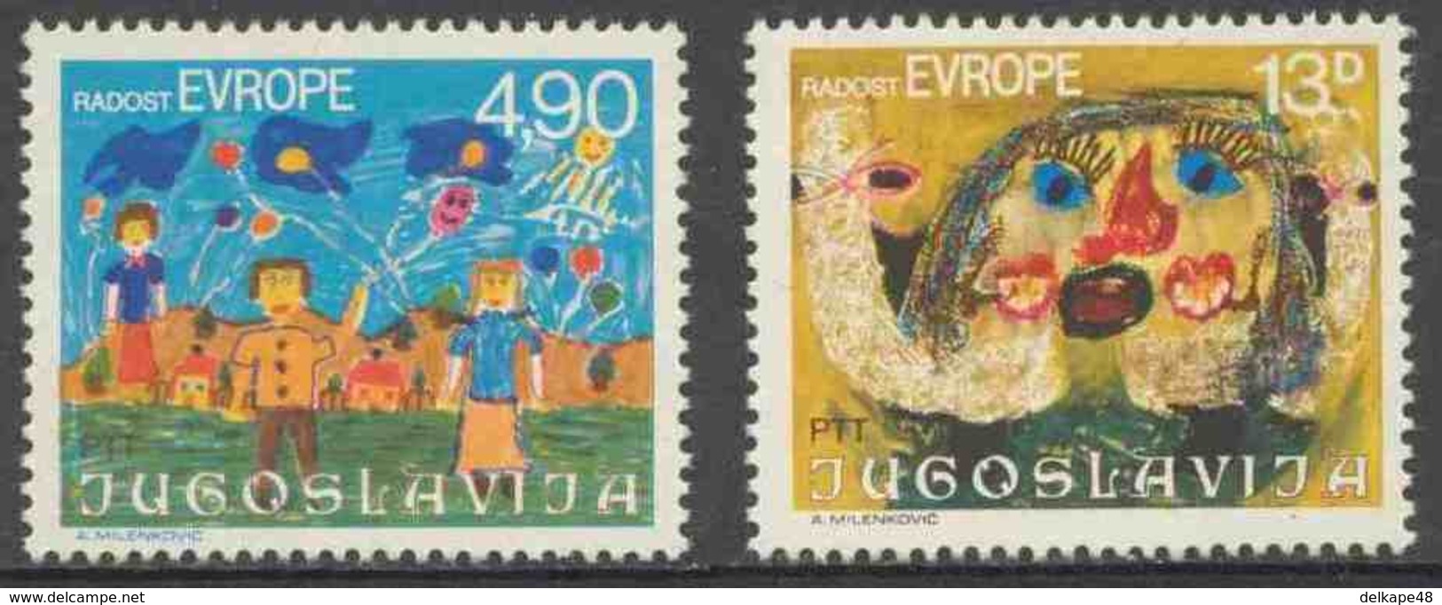 Jugoslavija Yugoslavia 1980 Mi 1854 /5 YT 1740 /1 ** Children's  Drawings - Balloons + Face / Kinderzeichnungen - Andere & Zonder Classificatie