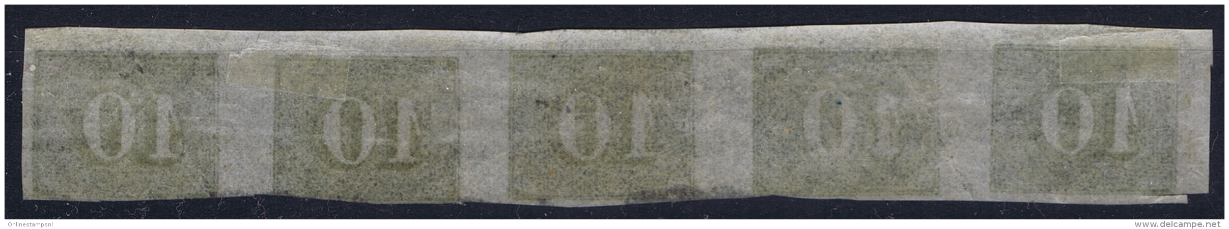 Brasil: 1849 Mi Nr 11 In Strip Of 5 With 2 Hinges At The Back - Neufs