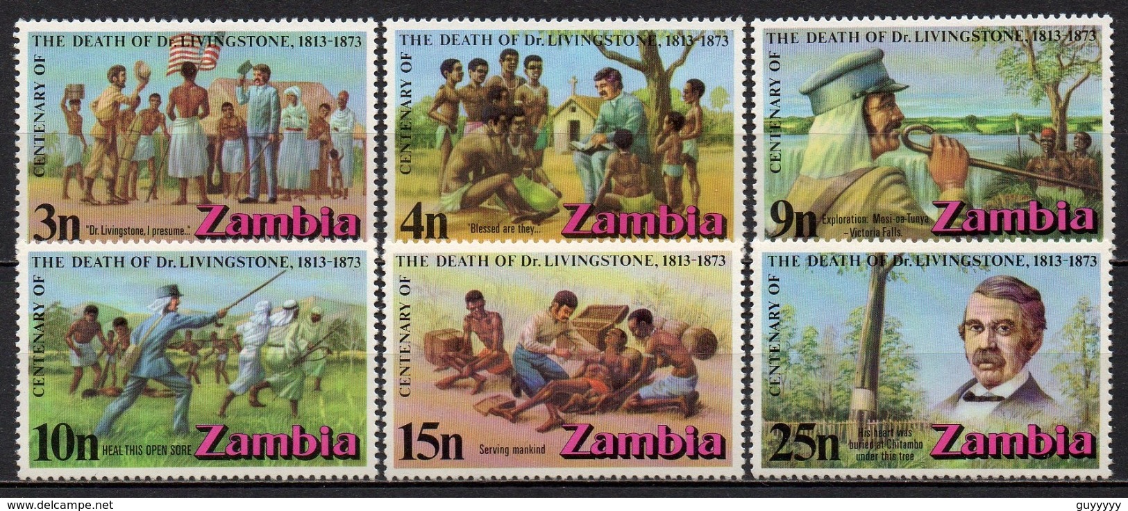 Zambie - 1973 - Yvert N° 98 à 103 ** - Centenaire De La Mort De David Livingstone - Zambie (1965-...)