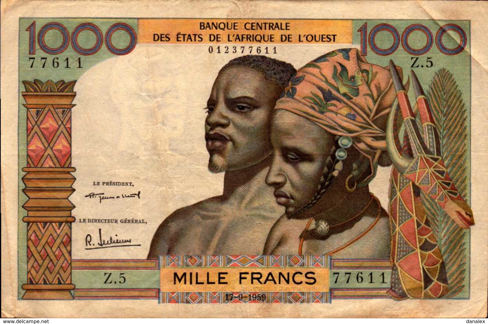 BCEAO   BILLETS 1000 FRANCS  Du 17-9-1959  Pick 4  RARE - États D'Afrique De L'Ouest