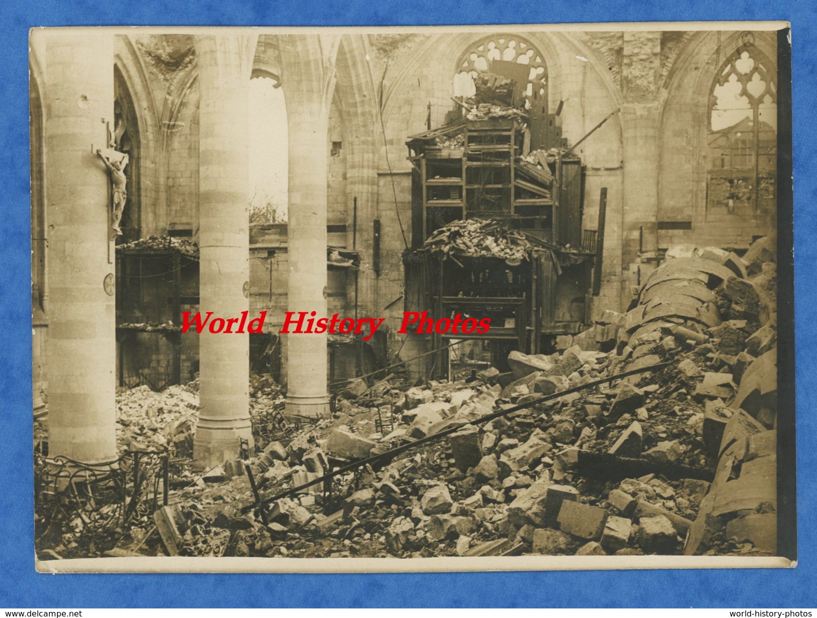 Photo Ancienne - PERONNE - Intérieur De L'Eglise En Ruines - Somme WW1 Bataille - Guerre, Militaire