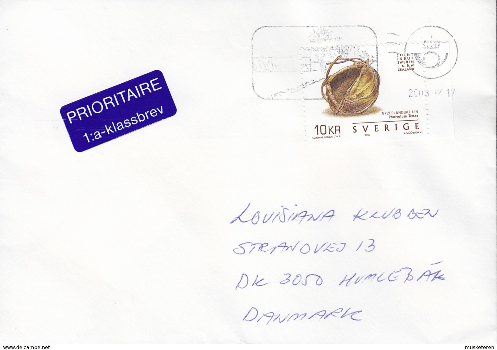 Sweden PRIORITAIRE 1:a-Klassbrev Labels 2003 Cover Brief HUMLEBÆK Denmark Joint Issue Sweden-New Zealand (2 Scans) - Cartas & Documentos