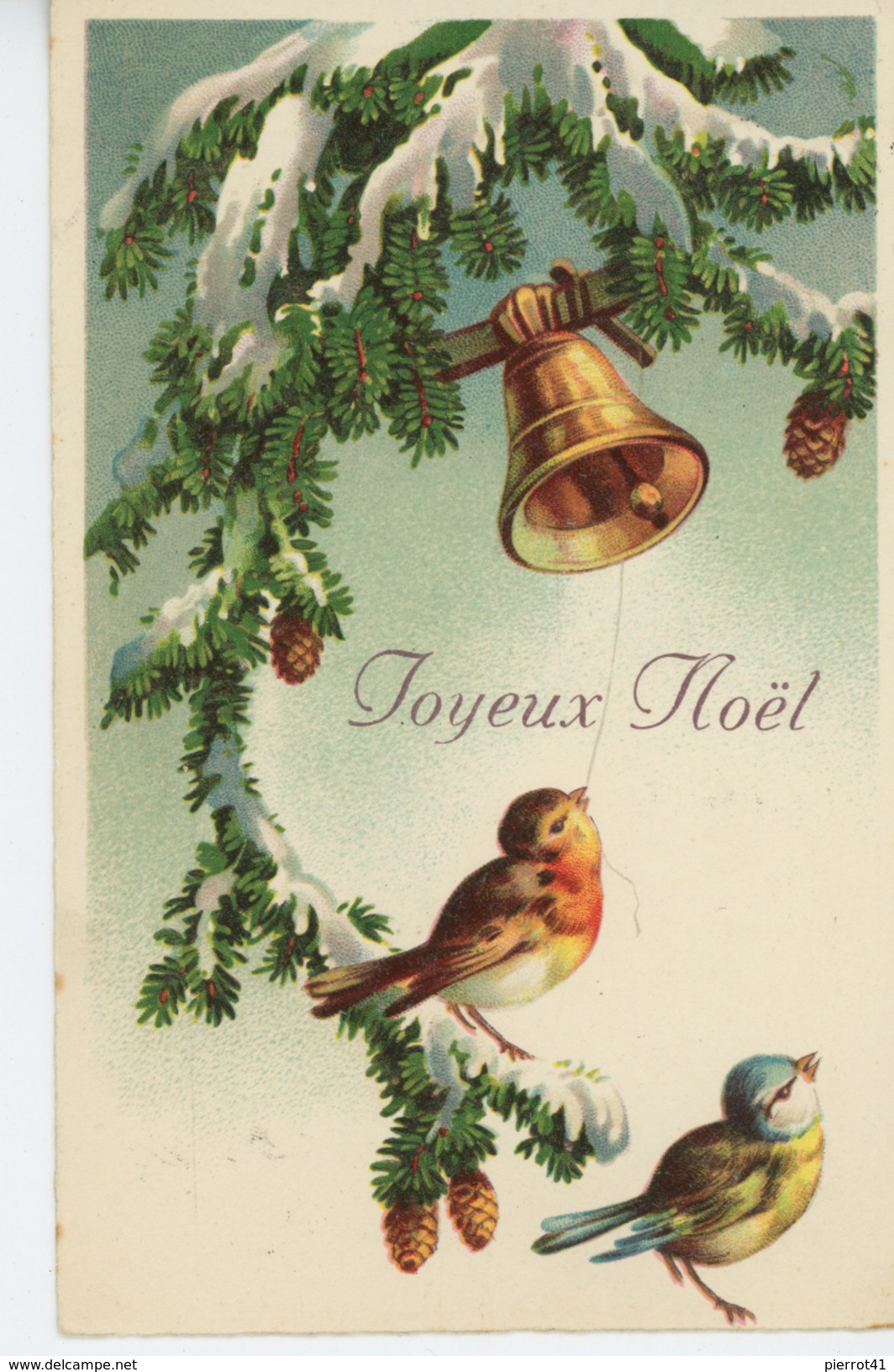 OISEAUX - Jolie Carte Fantaisie Cloche Et Oiseaux De " JOYEUX NOEL " - Autres & Non Classés