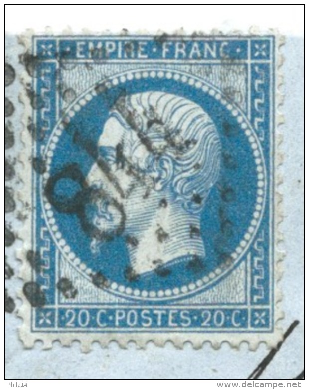 S N° 22 BLEU NAPOLEON SUR LETTRE / CHALONS SUR MARNE POUR  STRASBOURG /  10 NOV 1865 - 1849-1876: Période Classique