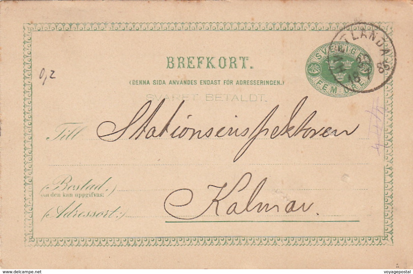 Entier Hvetlanda Suède - Postal Stationery