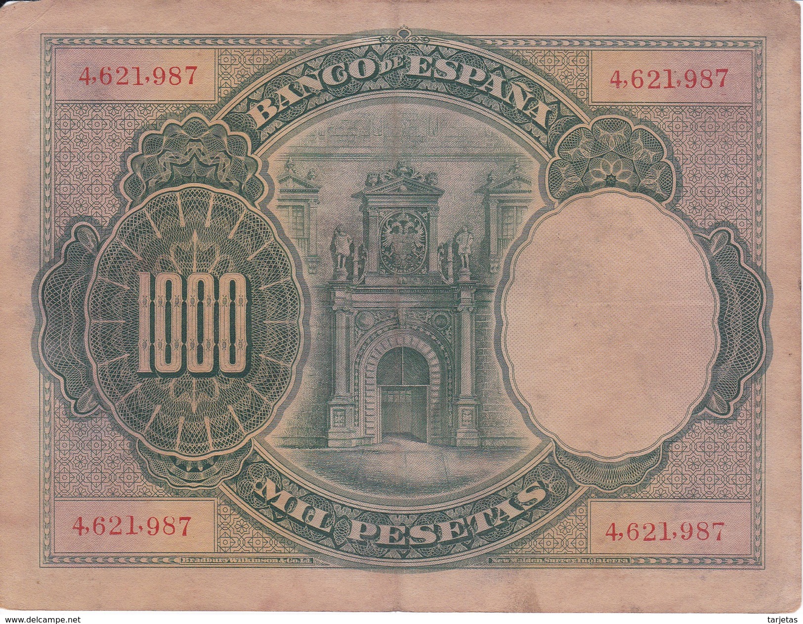 BILLETE DE ESPAÑA DE 1000 PTAS DEL AÑO 1925 DE CARLOS I EN CALIDAD RC - DESCUIDADO (BANKNOTE) - 1000 Pesetas