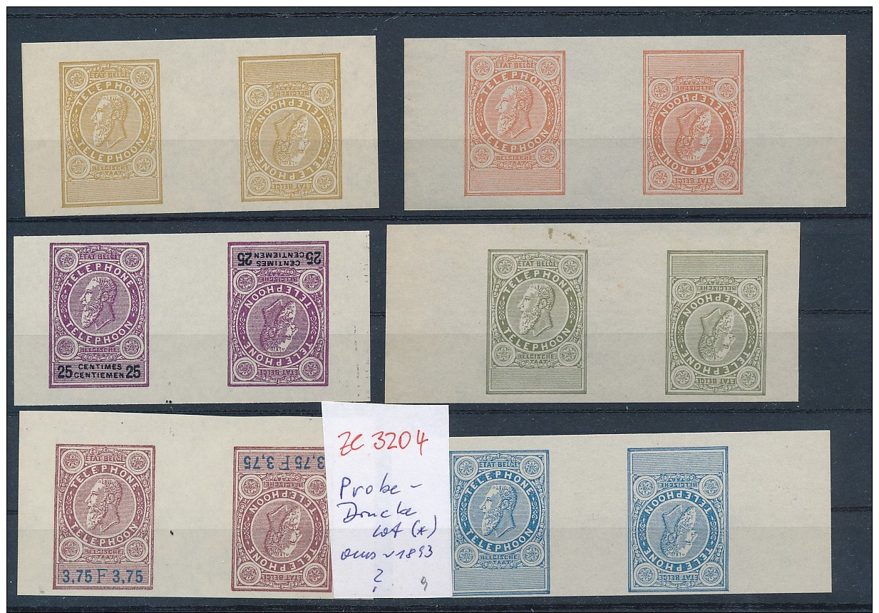 Belgien Lot  Probe- Kehrdrucke Aus 1893  Telefon Marken  ( Ze3204  )  Siehe Foto - Proofs & Reprints