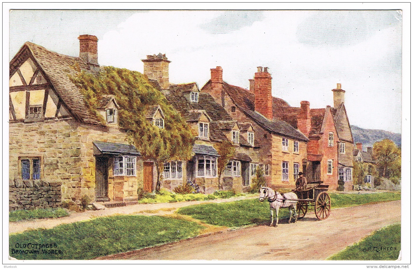 RB 1134 - J. Salmon ARQ A.R. Quinton Postcard -  Horse &amp; Cart Outside Old Cottages Broadway Worcestershire - Other & Unclassified