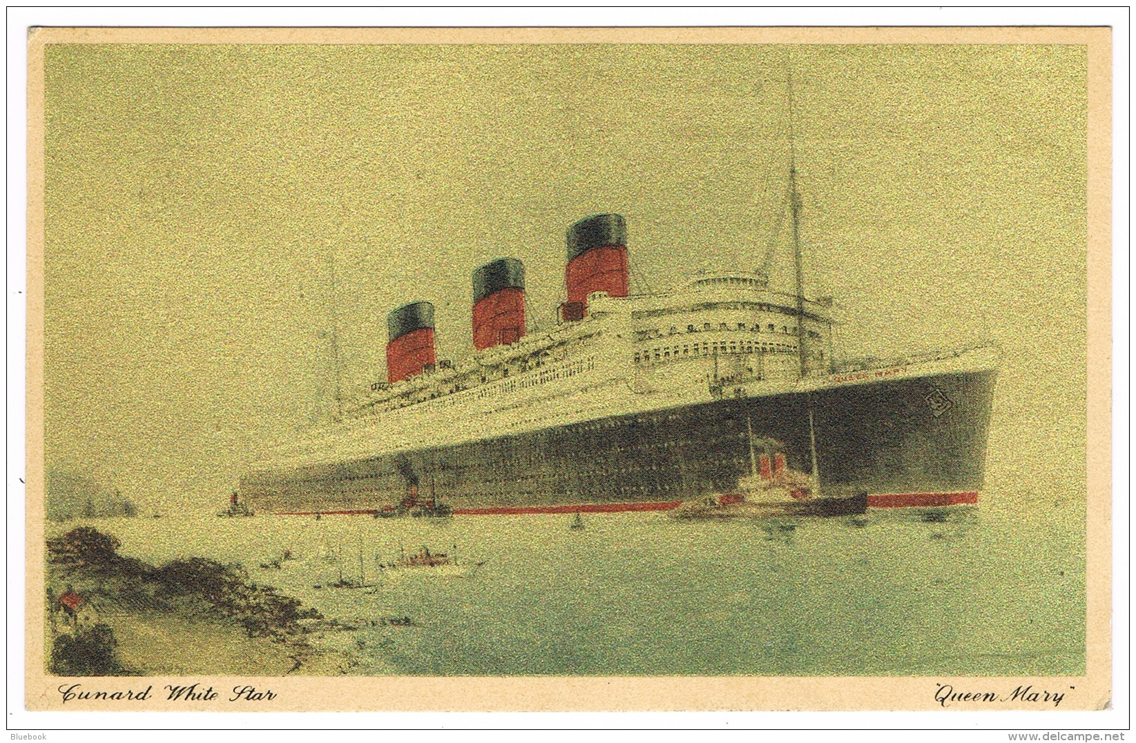 RB 1134 - 1939 Queen Mary Shipping Postcard With Holt &amp; Moseley 1/2d Perfin Stamp - Perfins