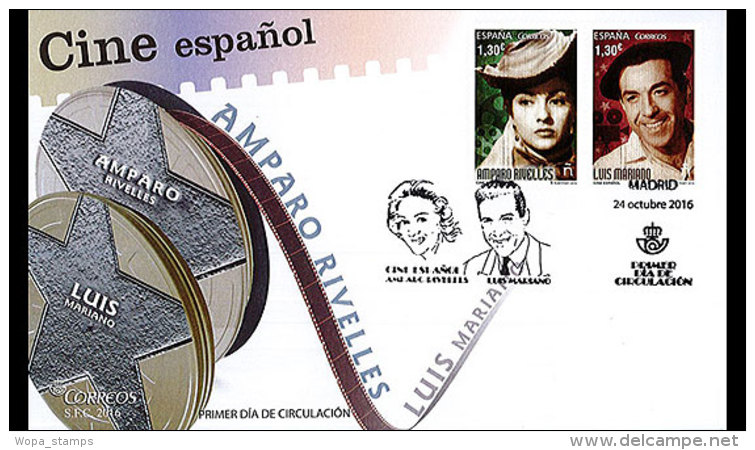Spain 2016 First Day Cover - Spanish Cinema - Amparo Rivelles And Luis Mariano - Neufs