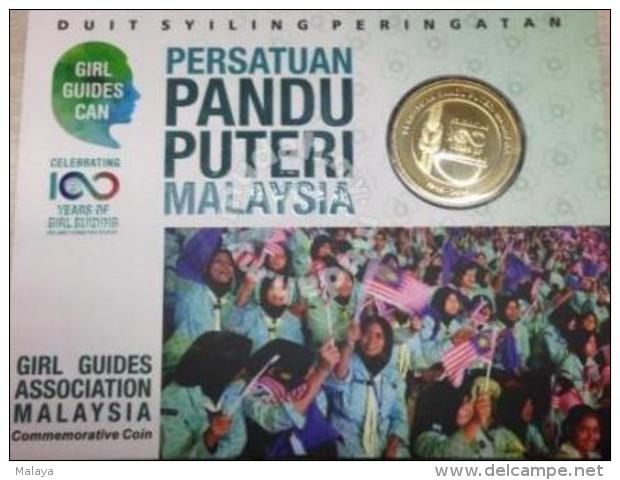 Malaysia Coin 2016 1 Ringgit  Girl Guides 100 Years Nordic Gold BU Coin Card - Malaysia