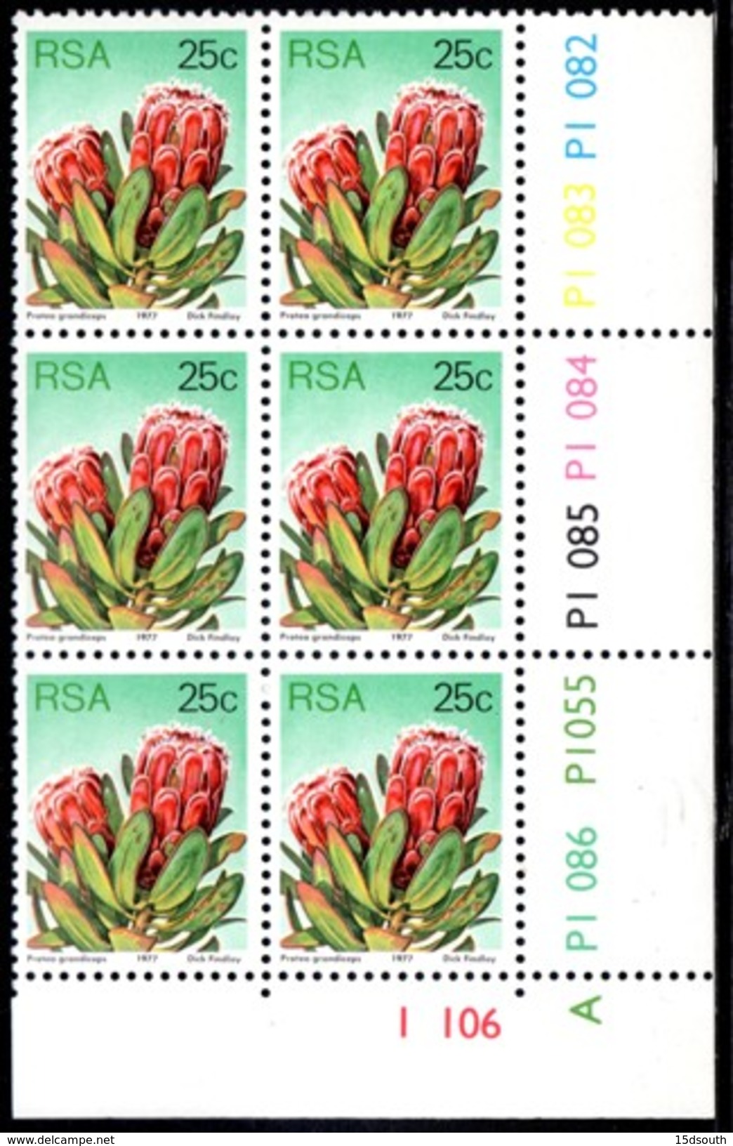 South Africa - 1977 Proteas 25c Control Block Pane A (**) - Blocs-feuillets