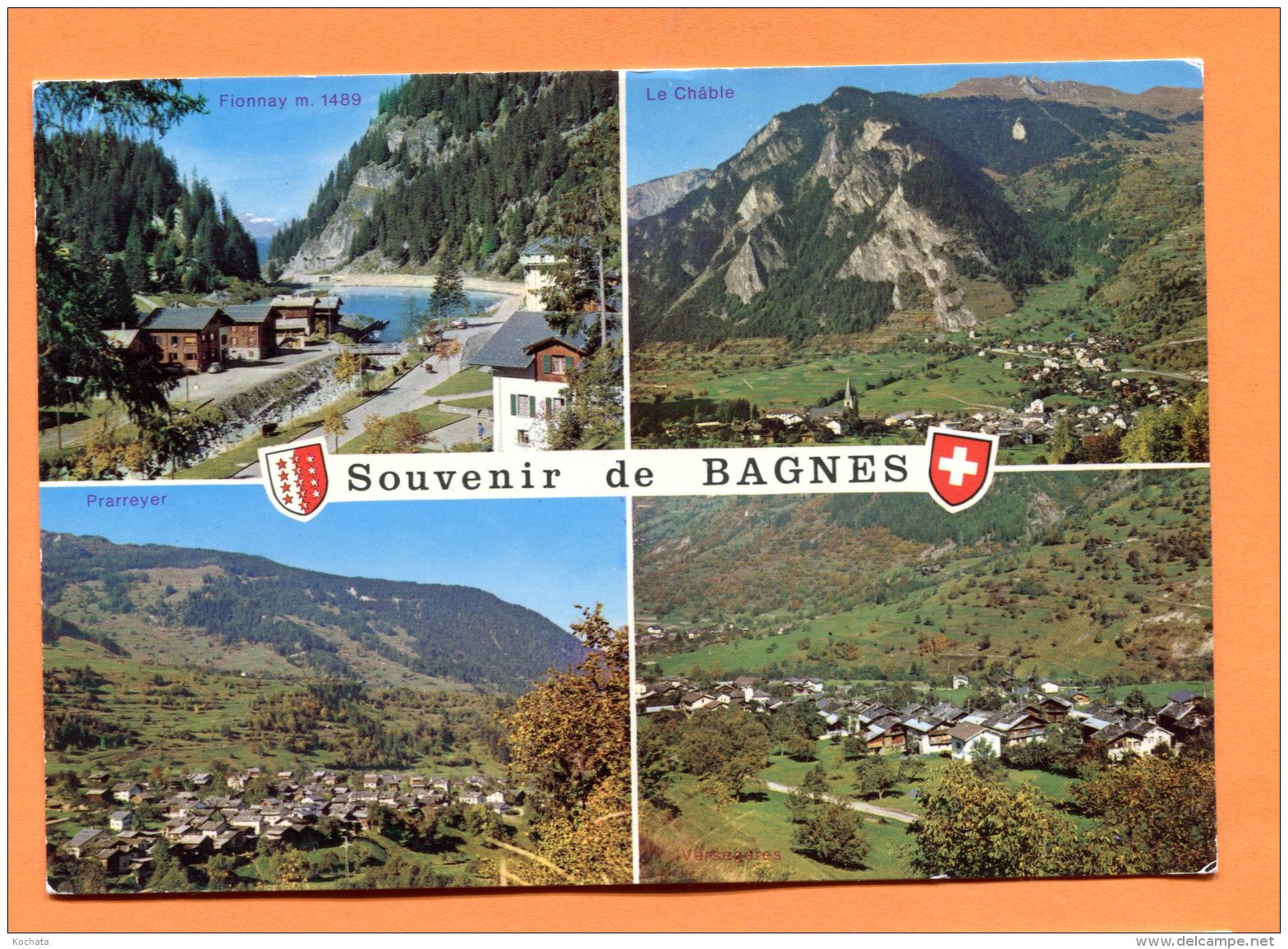 Y036, Souvenir De Bagnes, Fionnay, Le Châbles, Prarreyer, GF, Circulée 1973 - Bagnes