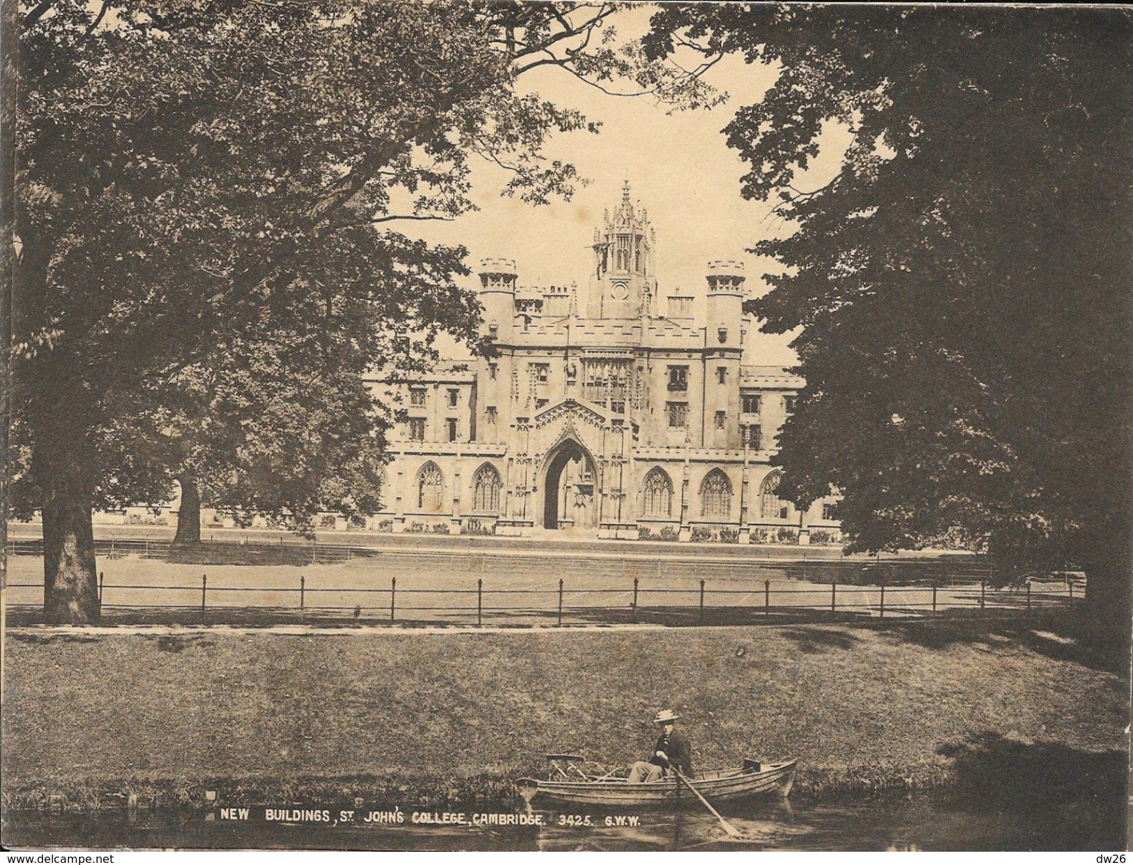 Photo Sépia De Cambridge (15 X 20 Cm) - New Building, St Johns Collège - G.W.W. N° 3425 - Places