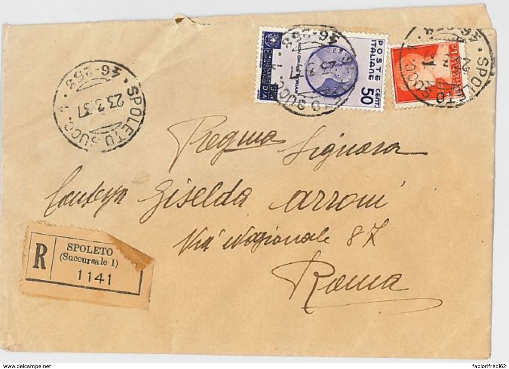 RACCOMANDATA 1937 CON 1,75+50 CENT ORAZIO (165L - Poststempel